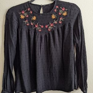 Embroidered Swiss Dot Blouse